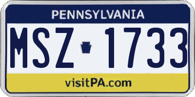 PA license plate MSZ1733