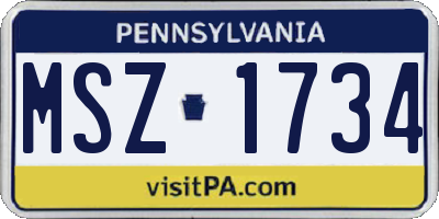 PA license plate MSZ1734