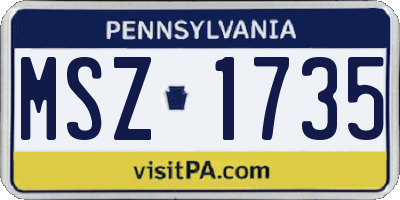 PA license plate MSZ1735