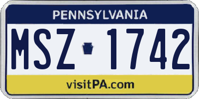 PA license plate MSZ1742