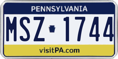 PA license plate MSZ1744