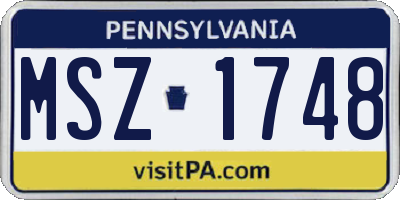 PA license plate MSZ1748