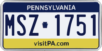 PA license plate MSZ1751