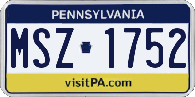 PA license plate MSZ1752