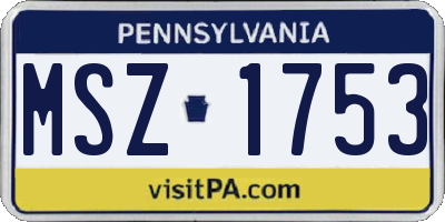 PA license plate MSZ1753