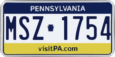 PA license plate MSZ1754