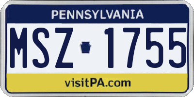PA license plate MSZ1755