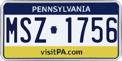 PA license plate MSZ1756