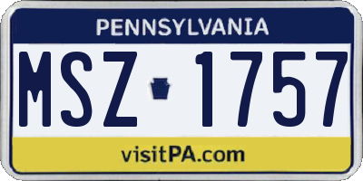 PA license plate MSZ1757