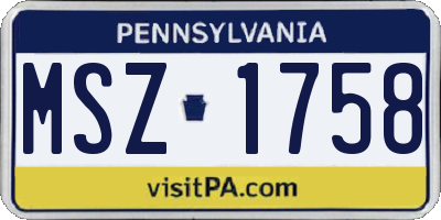PA license plate MSZ1758
