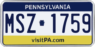 PA license plate MSZ1759