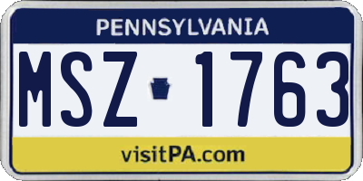 PA license plate MSZ1763