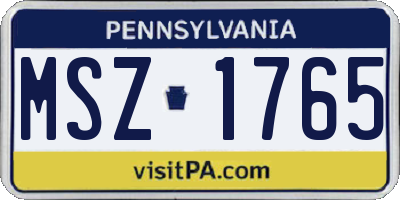 PA license plate MSZ1765