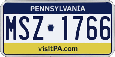 PA license plate MSZ1766