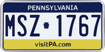 PA license plate MSZ1767