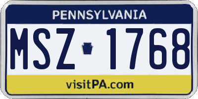 PA license plate MSZ1768
