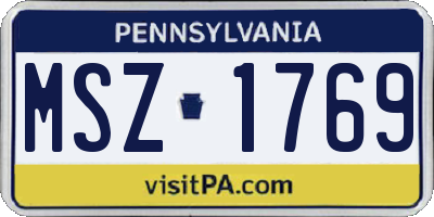 PA license plate MSZ1769