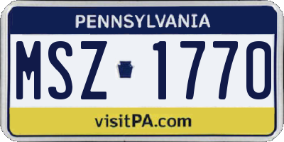 PA license plate MSZ1770