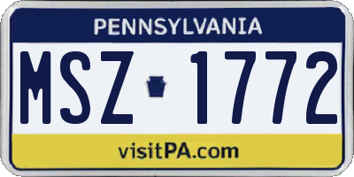 PA license plate MSZ1772