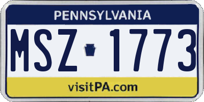 PA license plate MSZ1773