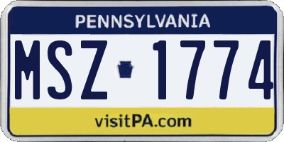 PA license plate MSZ1774