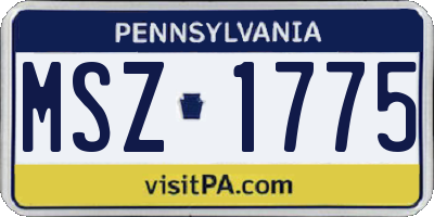 PA license plate MSZ1775