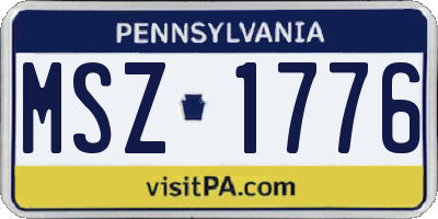PA license plate MSZ1776
