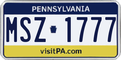 PA license plate MSZ1777