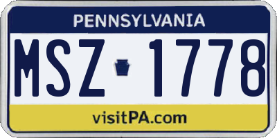 PA license plate MSZ1778