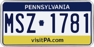 PA license plate MSZ1781