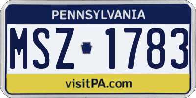 PA license plate MSZ1783