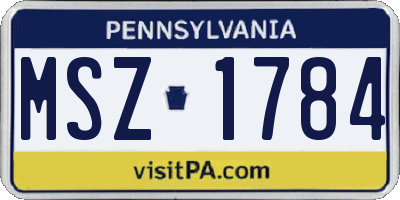 PA license plate MSZ1784