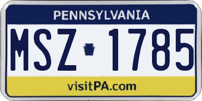 PA license plate MSZ1785