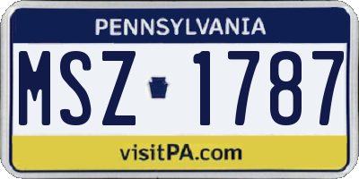 PA license plate MSZ1787