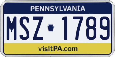 PA license plate MSZ1789