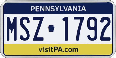 PA license plate MSZ1792