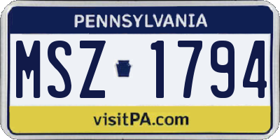 PA license plate MSZ1794