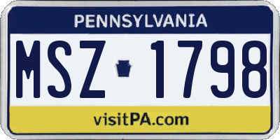 PA license plate MSZ1798