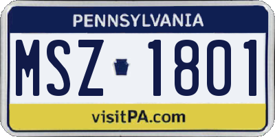 PA license plate MSZ1801