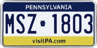 PA license plate MSZ1803