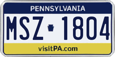 PA license plate MSZ1804