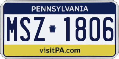 PA license plate MSZ1806