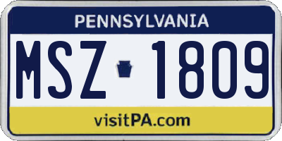 PA license plate MSZ1809