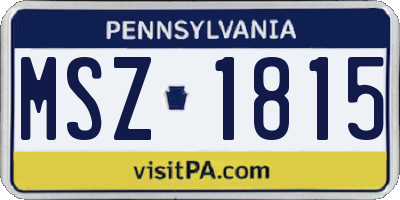 PA license plate MSZ1815