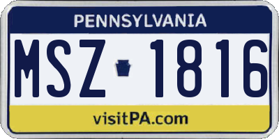 PA license plate MSZ1816