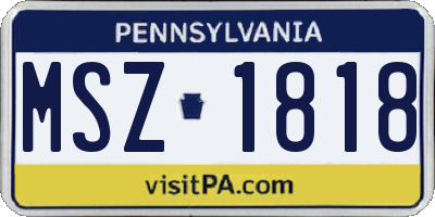 PA license plate MSZ1818