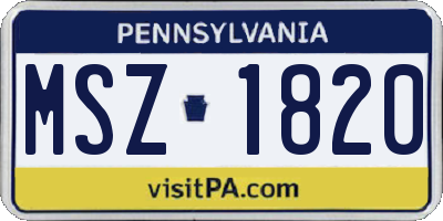 PA license plate MSZ1820