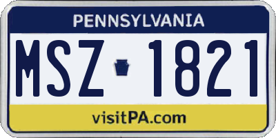 PA license plate MSZ1821