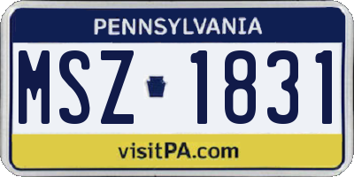 PA license plate MSZ1831