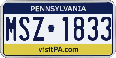 PA license plate MSZ1833